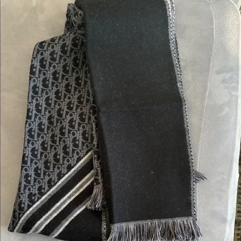 Dior Black and Gray Logo Scarf, brand new, never worn